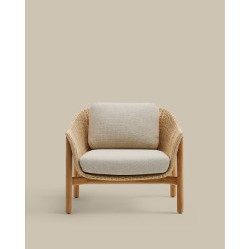 Fauteuil Galea en bois de teck massif et rotin synthétique 100 % certifié FSC