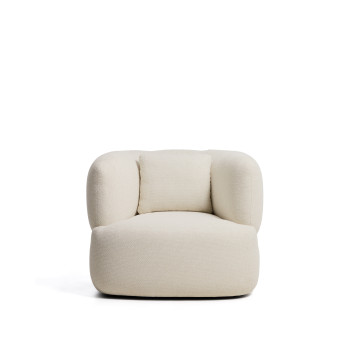 Fauteuil pivotant Martina avec coussin en chenille écrue, crédit FSC Mix