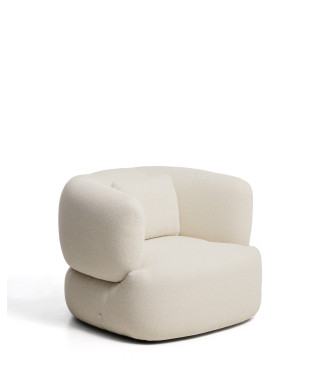 Fauteuil pivotant Martina avec coussin en chenille écrue, crédit FSC Mix