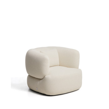 Fauteuil pivotant Martina avec coussin en chenille écrue, crédit FSC Mix