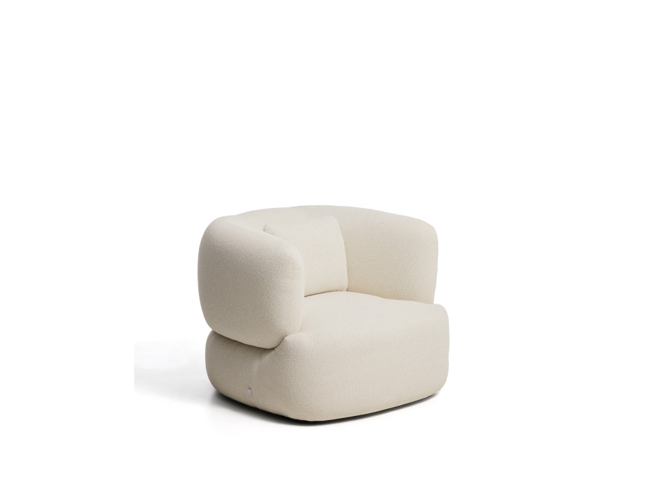 Fauteuil pivotant Martina avec coussin en chenille écrue, crédit FSC Mix