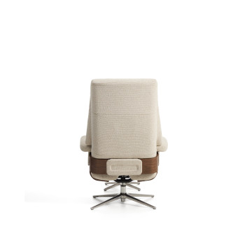 Fauteuil inclinable pivotant Toriel en micro-boucle avec repose-pieds