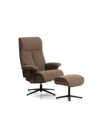 Fauteuil inclinable pivotant Toriel en micro-boucle avec repose-pieds