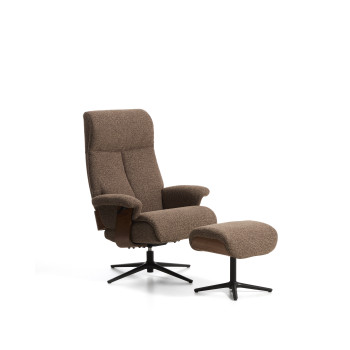 Fauteuil inclinable pivotant Toriel en micro-boucle avec repose-pieds