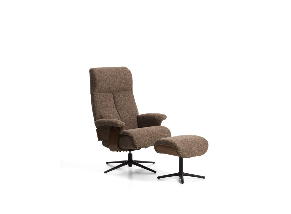 Fauteuil inclinable pivotant Toriel en micro-boucle avec repose-pieds