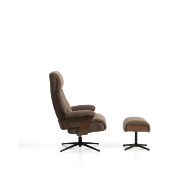 Fauteuil inclinable pivotant Toriel en micro-boucle avec repose-pieds