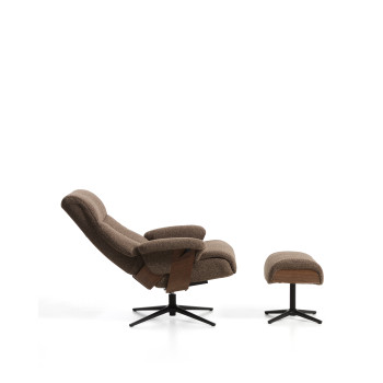 Fauteuil inclinable pivotant Toriel en micro-boucle avec repose-pieds