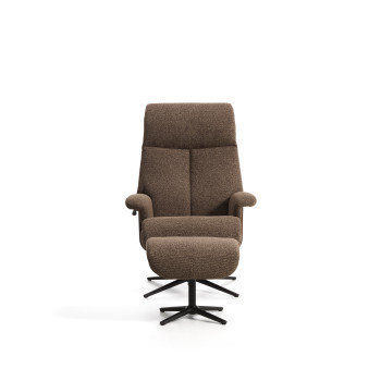 Fauteuil inclinable pivotant Toriel en micro-boucle avec repose-pieds
