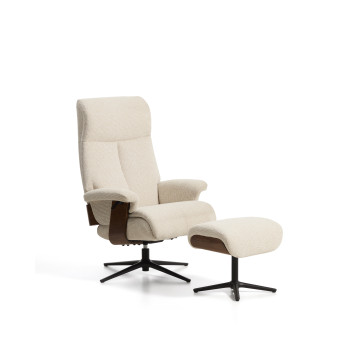 Fauteuil inclinable pivotant Toriel en micro-boucle avec repose-pieds
