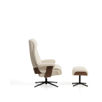 Fauteuil inclinable pivotant Toriel en micro-boucle avec repose-pieds
