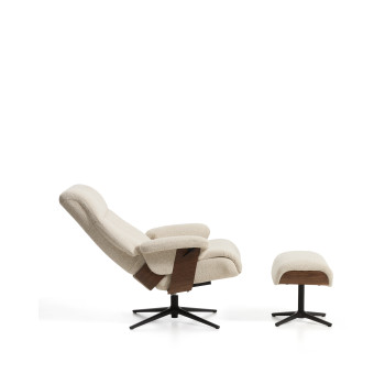 Fauteuil inclinable pivotant Toriel en micro-boucle avec repose-pieds