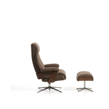 Fauteuil inclinable pivotant Toriel en micro-boucle avec repose-pieds