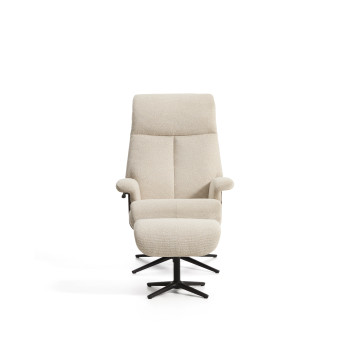 Fauteuil inclinable pivotant Toriel en micro-boucle avec repose-pieds