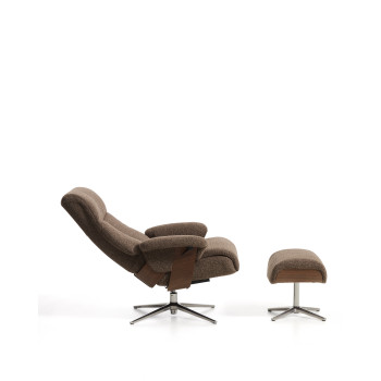 Fauteuil inclinable pivotant Toriel en micro-boucle avec repose-pieds