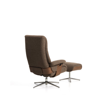 Fauteuil inclinable pivotant Toriel en micro-boucle avec repose-pieds
