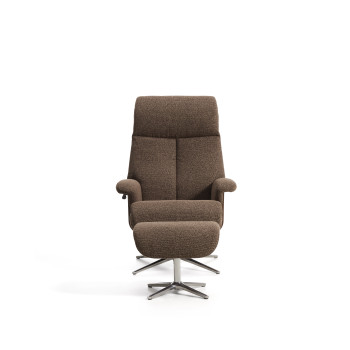 Fauteuil inclinable pivotant Toriel en micro-boucle avec repose-pieds