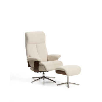 Fauteuil inclinable pivotant Toriel en micro-boucle avec repose-pieds