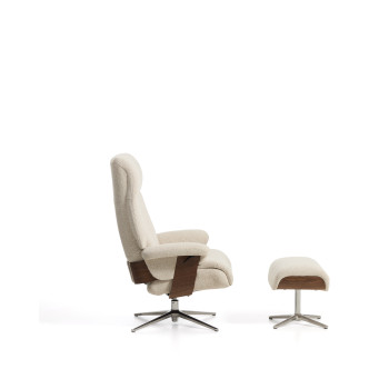 Fauteuil inclinable pivotant Toriel en micro-boucle avec repose-pieds