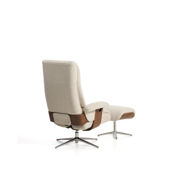 Fauteuil inclinable pivotant Toriel en micro-boucle avec repose-pieds