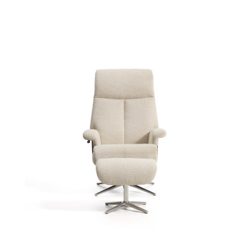 Fauteuil inclinable pivotant Toriel en micro-boucle avec repose-pieds