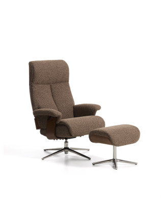 Fauteuil inclinable pivotant Toriel en micro-boucle avec repose-pieds