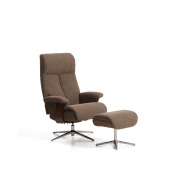 Fauteuil inclinable pivotant Toriel en micro-boucle avec repose-pieds