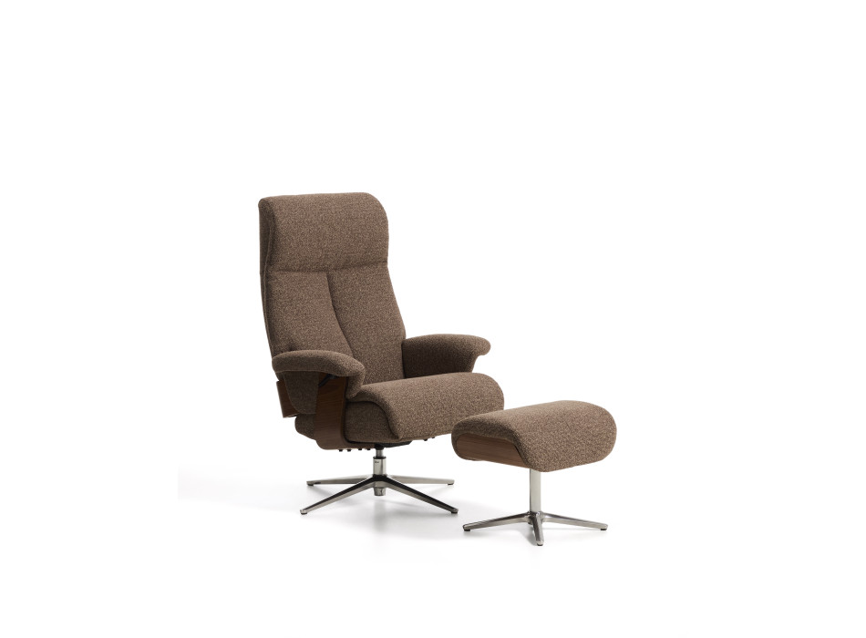 Fauteuil inclinable pivotant Toriel en micro-boucle avec repose-pieds