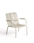 Fauteuil empilable Salis en aluminium écru et corde synthétique écru