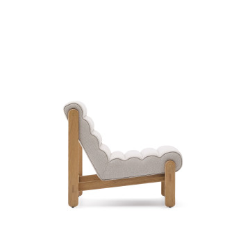 Fauteuil Magira beige en chêne massif finition naturelle