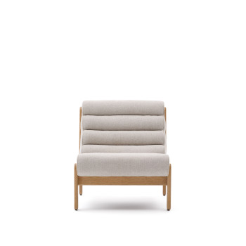 Fauteuil Magira beige en chêne massif finition naturelle