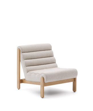 Fauteuil Magira beige en chêne massif finition naturelle