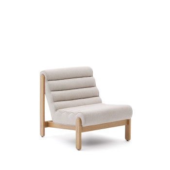 Fauteuil Magira beige en chêne massif finition naturelle