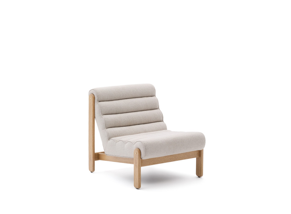 Fauteuil Magira beige en chêne massif finition naturelle