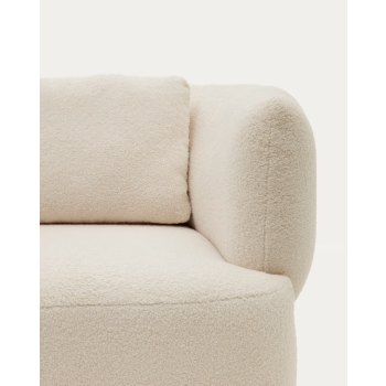 Fauteuil Martina en cuir d'agneau écru avec coussin