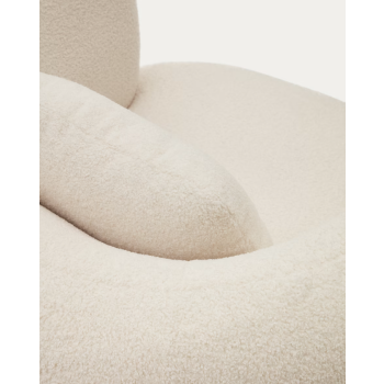 Fauteuil Martina en cuir d'agneau écru avec coussin