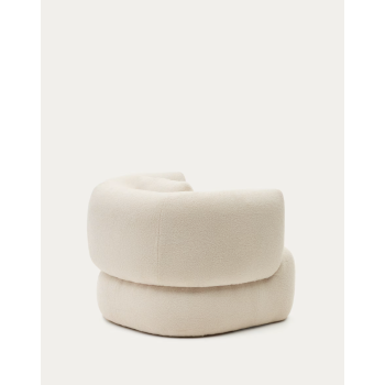 Fauteuil Martina en cuir d'agneau écru avec coussin