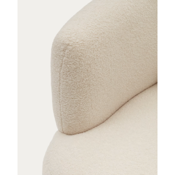 Fauteuil Martina en cuir d'agneau écru avec coussin