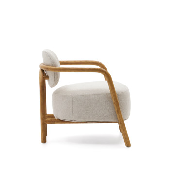 Fauteuil Melqui beige en chêne massif avec finition naturelle