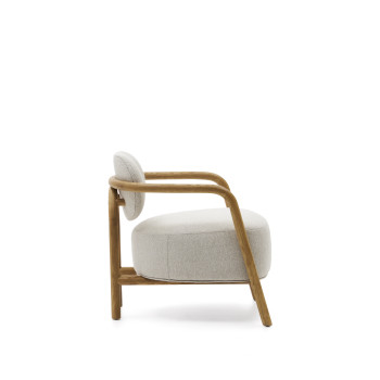 Fauteuil Melqui beige en chêne massif avec finition naturelle