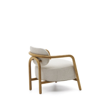 Fauteuil Melqui beige en chêne massif avec finition naturelle