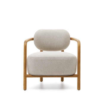 Fauteuil Melqui beige en chêne massif avec finition naturelle