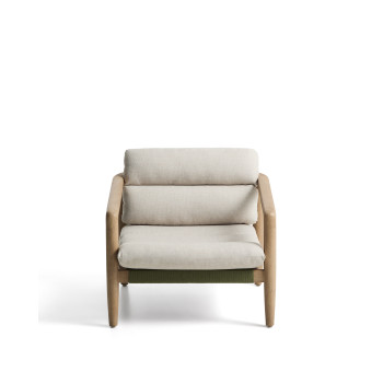 Fauteuil Menfi en bois d'acacia massif et corde verte certifiée FSC 100 % naturelle