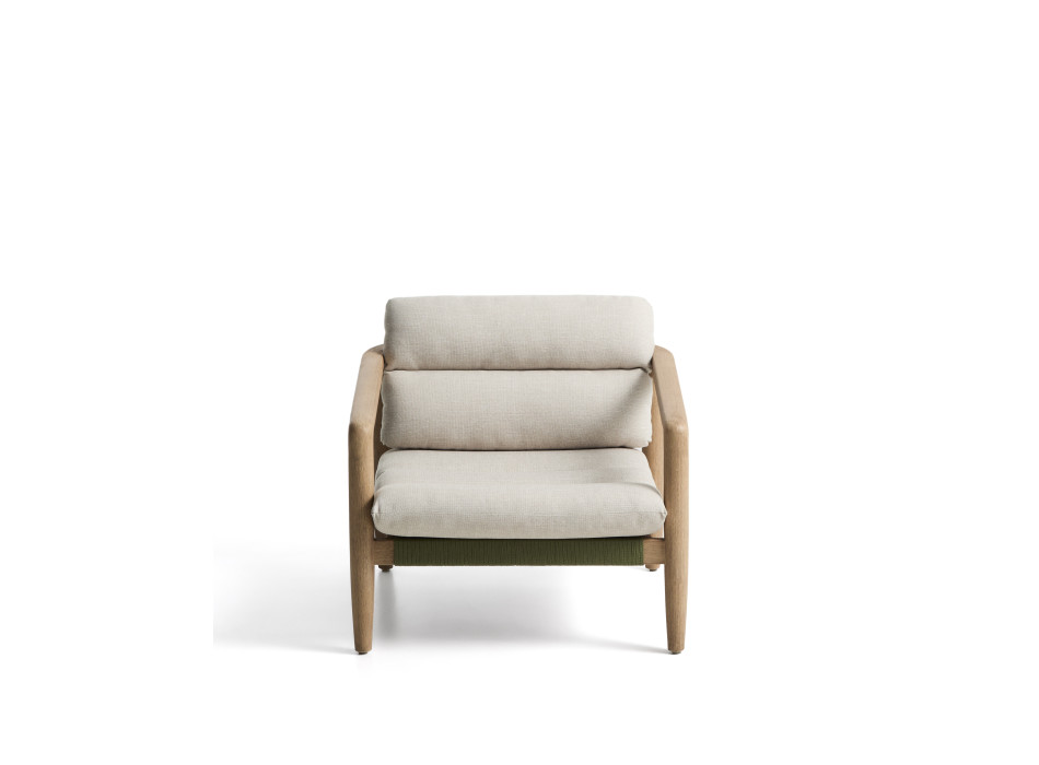 Fauteuil Menfi en bois d'acacia massif et corde verte certifiée FSC 100 % naturelle