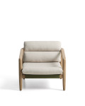 Fauteuil Menfi en bois d'acacia massif et corde verte certifiée FSC 100 % naturelle