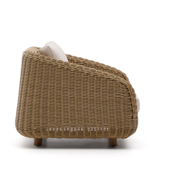 Fauteuil Meria en rotin synthétique et pieds en bois d'acacia massif 100% FSC