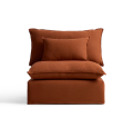 Fauteuil Anarela avec housse amovible en lin couleur terre cuite, 90 cm. Crédit FSC Mix.
