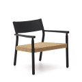 Fauteuil Yalia en bois massif de chêne 100% FSC avec finition noire et assise en corde de papier