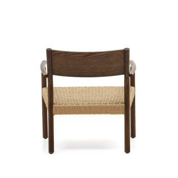 Fauteuil Yalia en chêne massif certifié FSC 100% avec finition noyer et assise en corde de papier