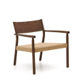 Fauteuil Yalia en bois massif de chêne 100% FSC finition noyer et assise en corde de papier