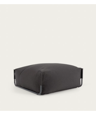 Pouf canapé modulable carré, 100% extérieur, gris foncé et aluminium noir, 101 x 101 cm